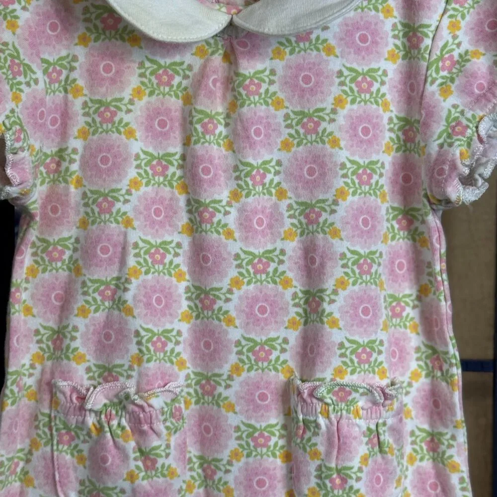 Baby GAP Pink Floral One Piece Romper Peter Pan Collar Newborn 3M - Picture 7 of 8